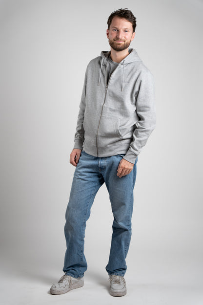 Organic Zip Hoodie Men | Heather Grey