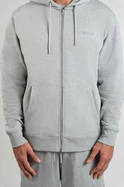 Organic Zip Hoodie Men | Heather Grey
