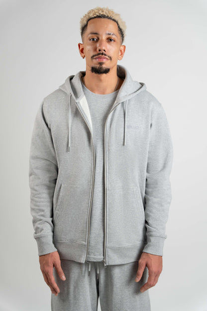 Organic Zip Hoodie Men | Heather Grey