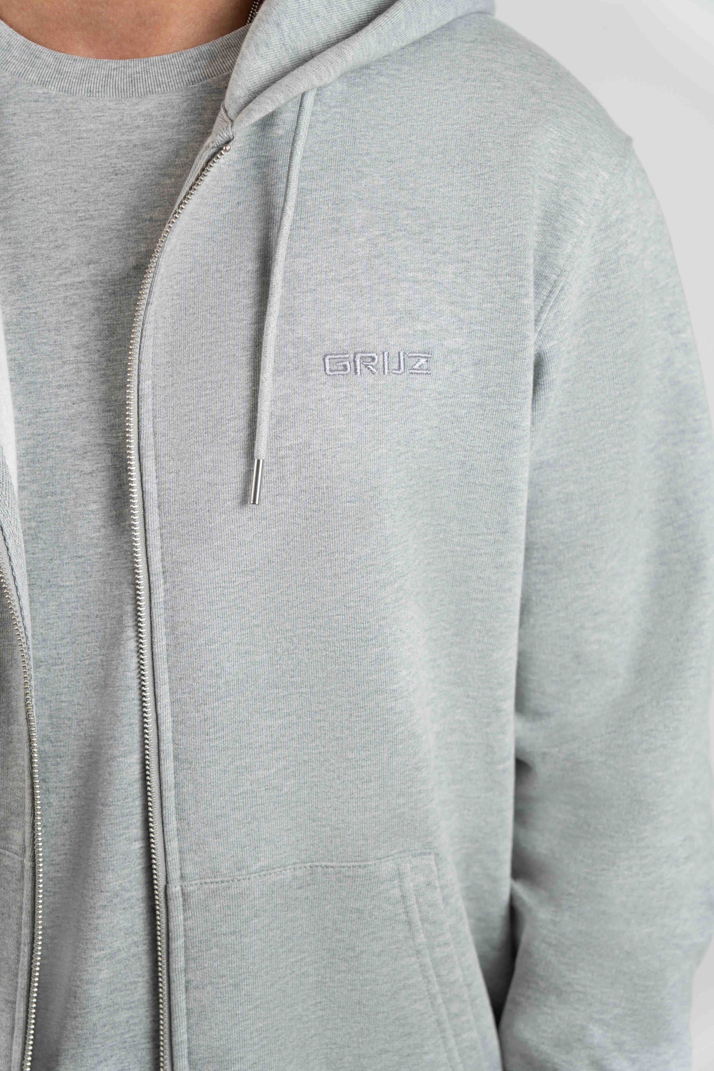 Organic Zip Hoodie Men | Heather Grey